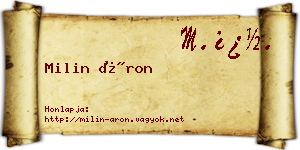 Milin Áron névjegykártya